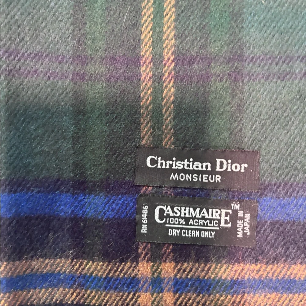 Dior Plaid Scarf in Green, Blue, and Purple